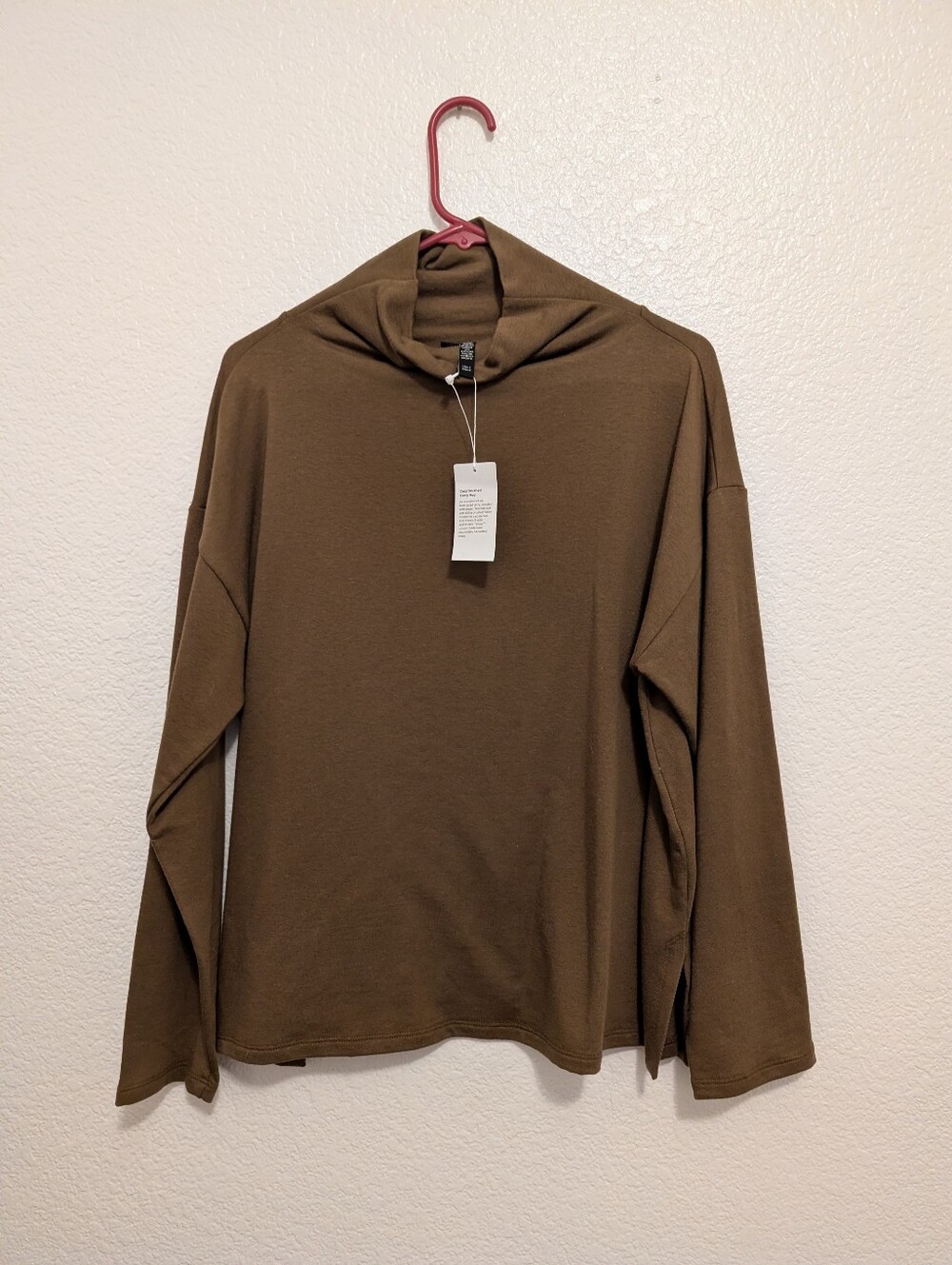 NWT Eileen Fisher Funnel Neck Box Top Size Small Brown